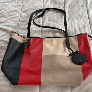 Kate Spade Red and Black Colorblock Tote